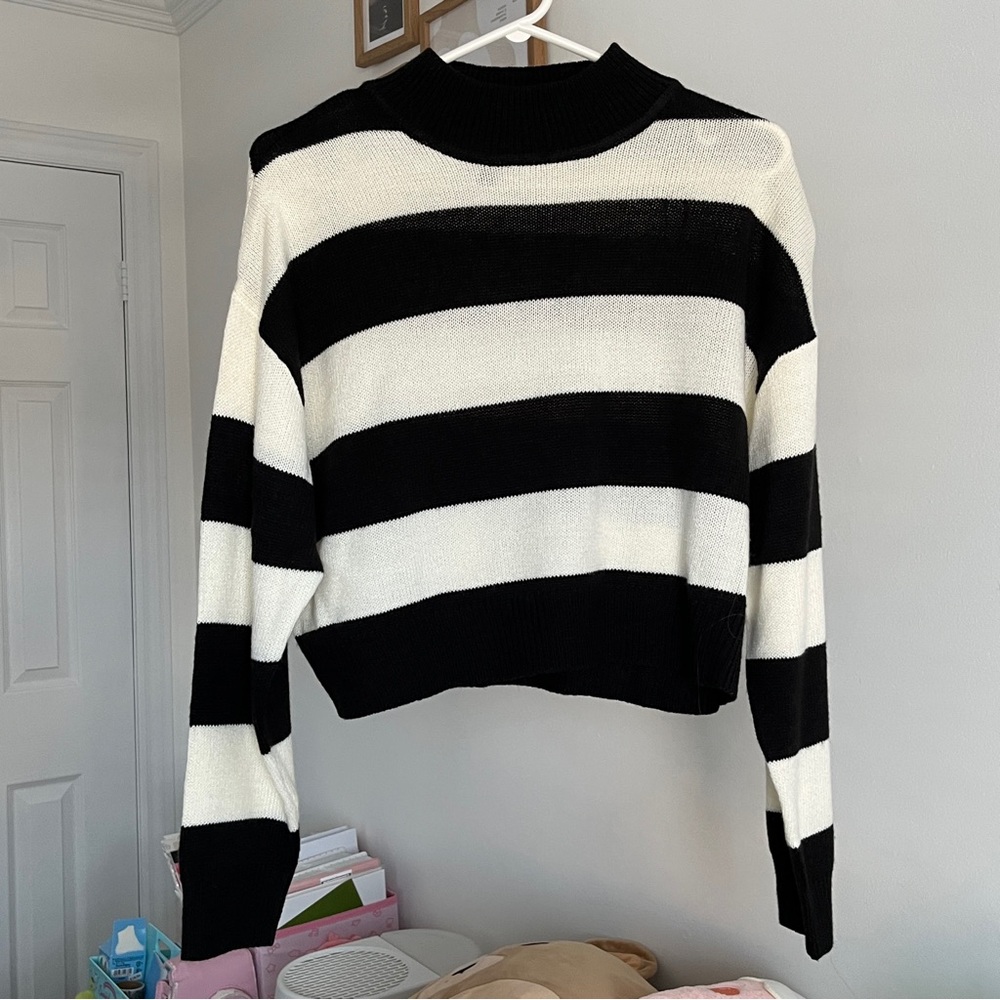H&M - striped mockneck sweater